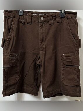 Men's Smiths Workwear Dark Brown Cargo Shorts with Multiple Utility Pockets